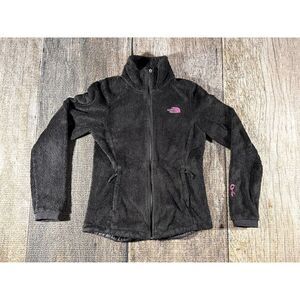 North Face Full Zip Osito Fleece Jacket Black Breast Cancer Awareness Women XS